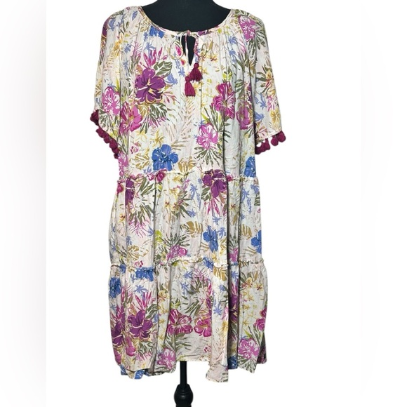 Matilda Jane Enchanted Garden Aloha Palm Printed Ruffle Dress Size Large - Picture 1 of 6